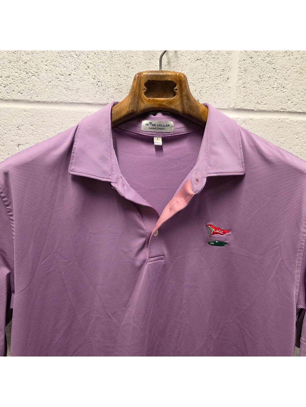 Peter Millar LACC 123rd US Open Polo Shirt  Mens Golf 24.5x35 Comfort Stripe L